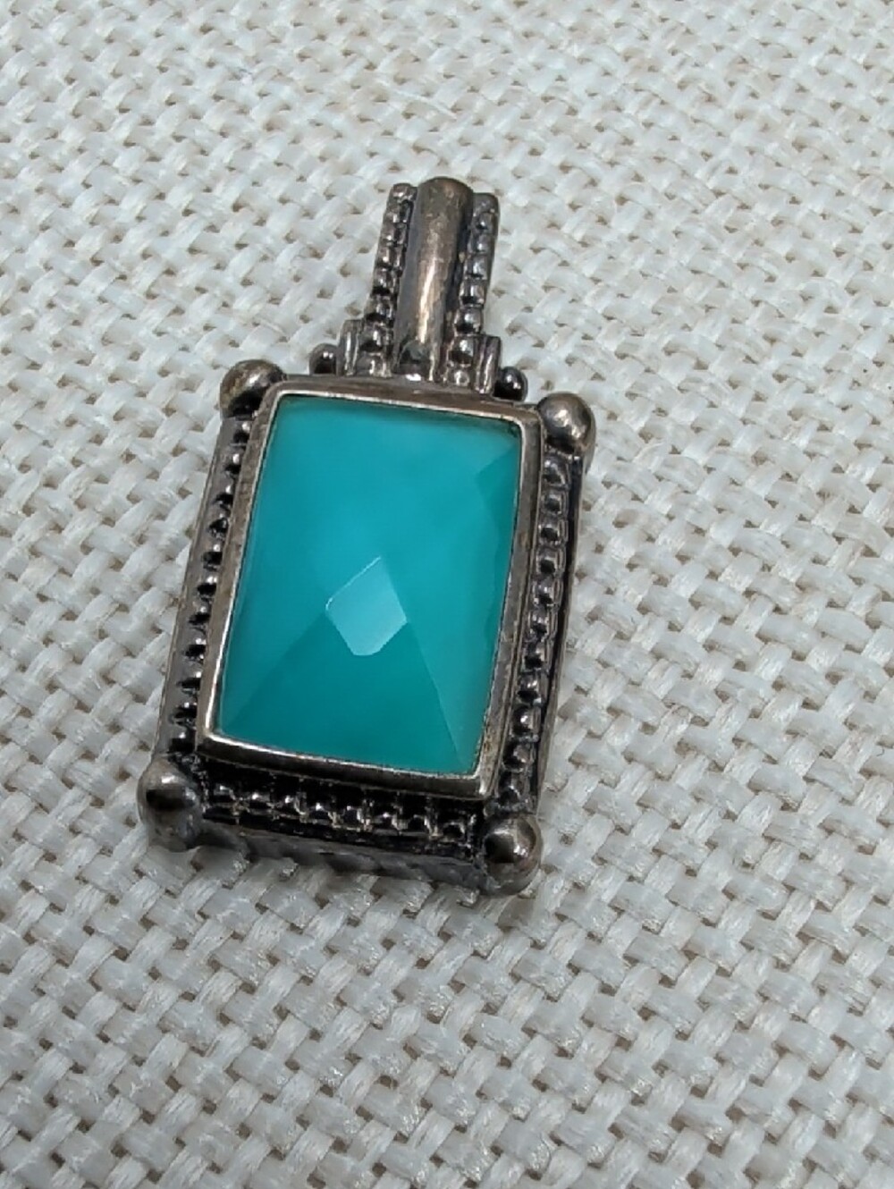 Whitney Kelly WK 925 Sterling Silver Turquoise Doublet Pendant Estate - Picture 10 of 17